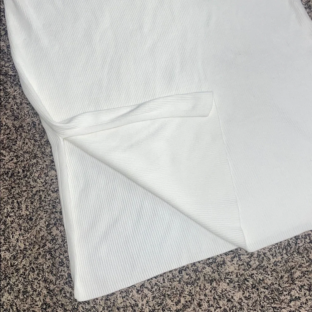 Ava & Viv Rib Knit White A-Line Midi Skirt Pull On Stretch Var Sizes | NWT - Picture 4 of 8